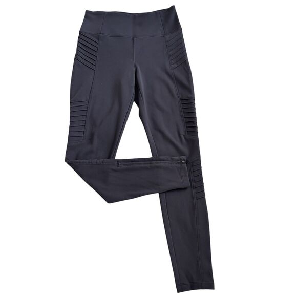 Athleta Delancey Moto Tight Sz Small Black Ankle Zip. Back Zip Pockets - Picture 7 of 15